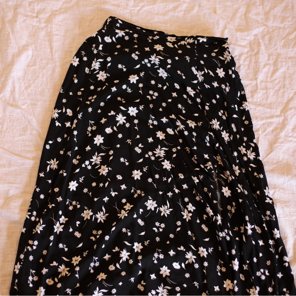 Floral Black and White Skirt